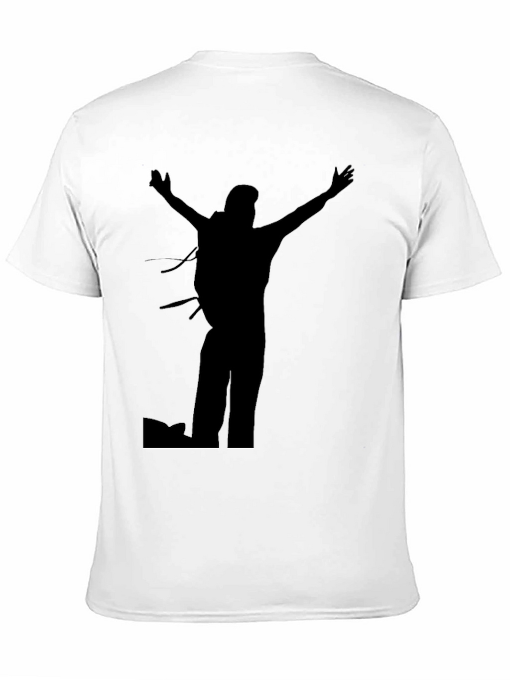 Black T-Shirt with Hiker Silhouette Graphic