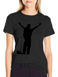 Black T-Shirt with Hiker Silhouette Graphic