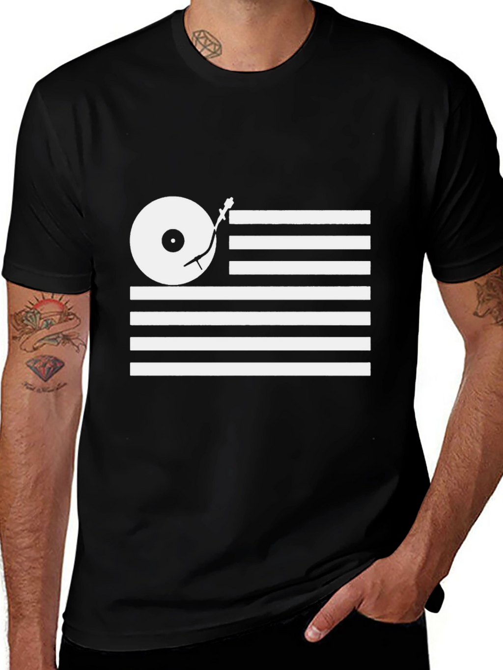 DJ Turntable USA Flag Graphic Tee