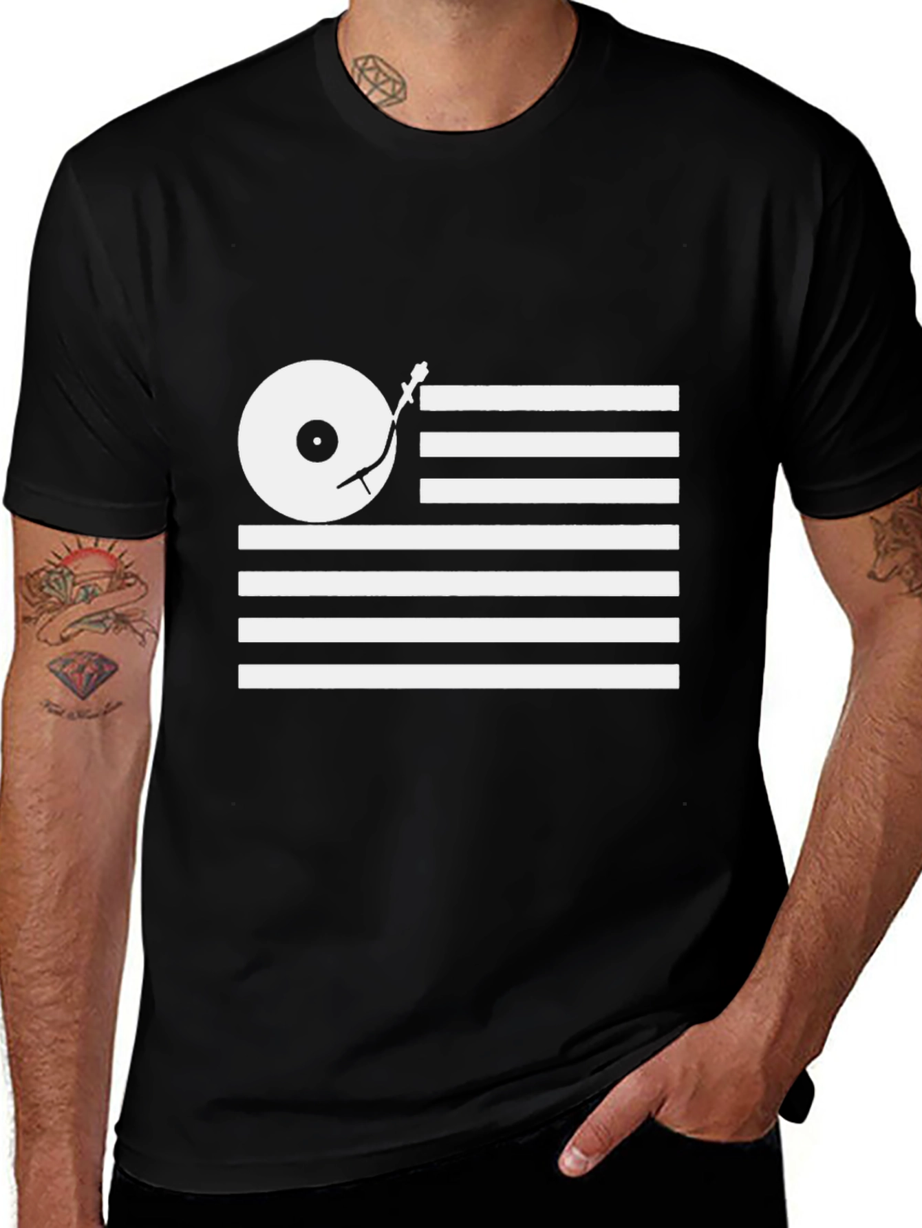 DJ Turntable USA Flag Graphic Tee
