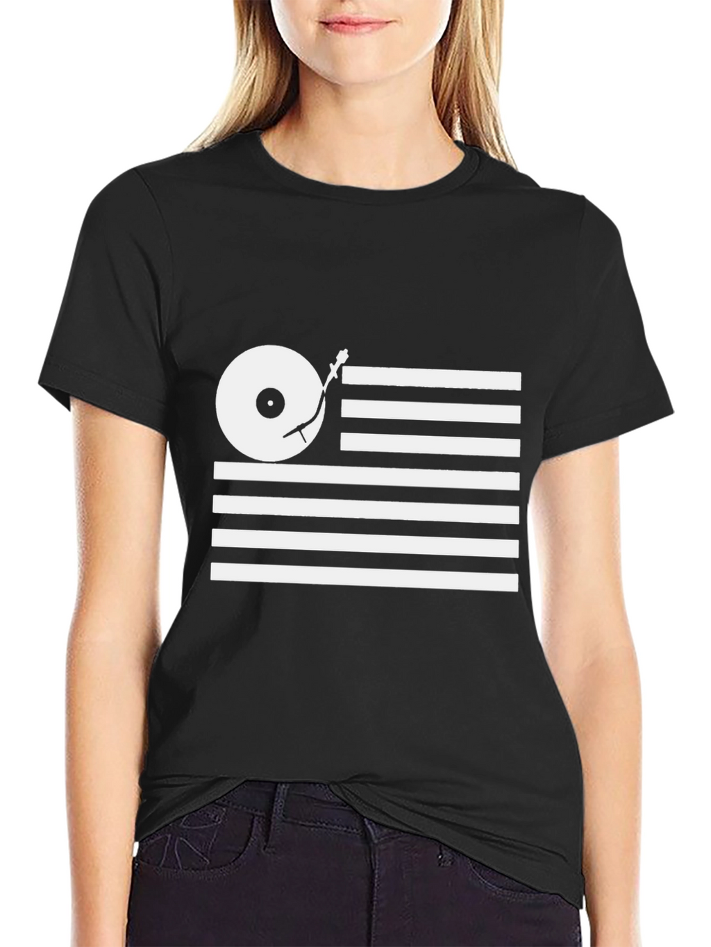 DJ Turntable USA Flag Graphic Tee