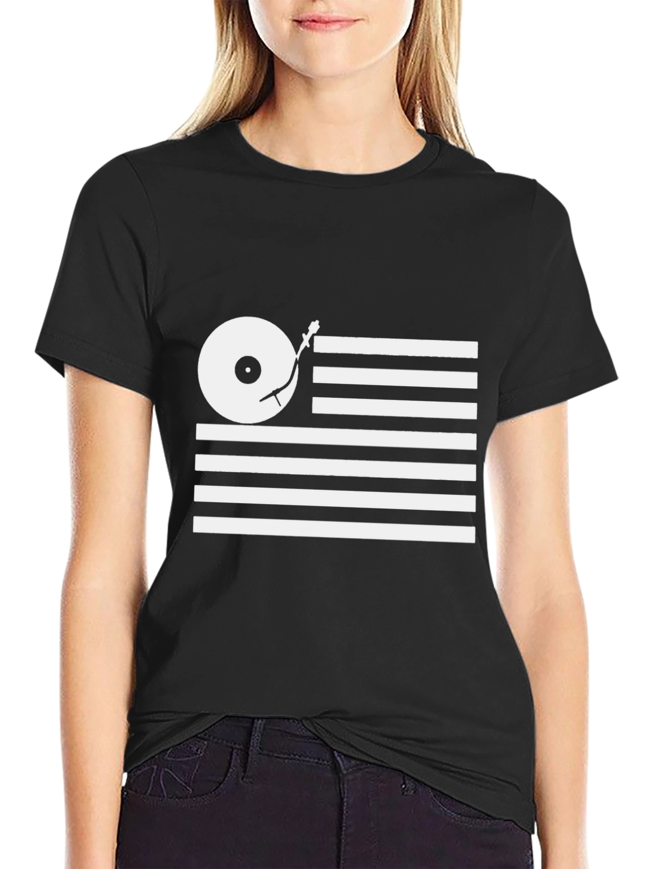 DJ Turntable USA Flag Graphic Tee