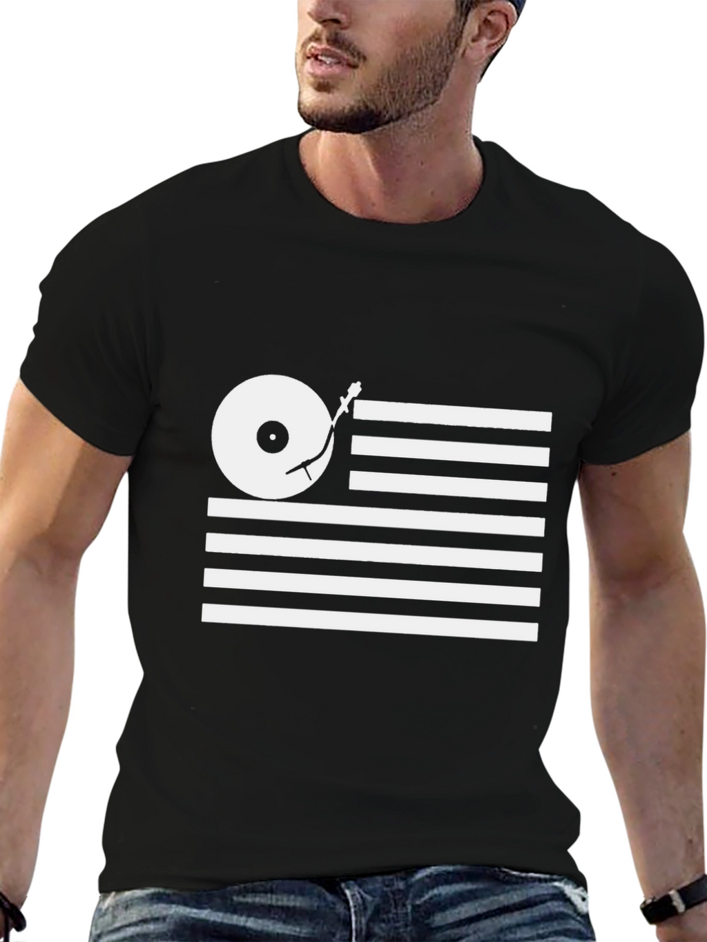 DJ Turntable USA Flag Graphic Tee
