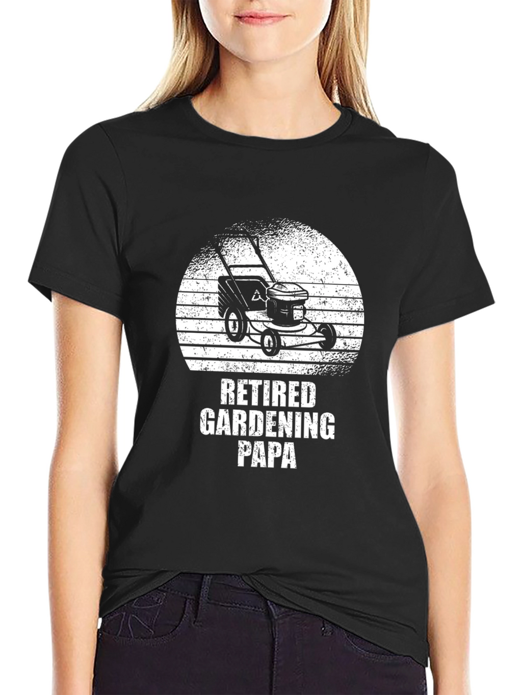 Retired Gardening Papa T-Shirt - Lawn Mower Design