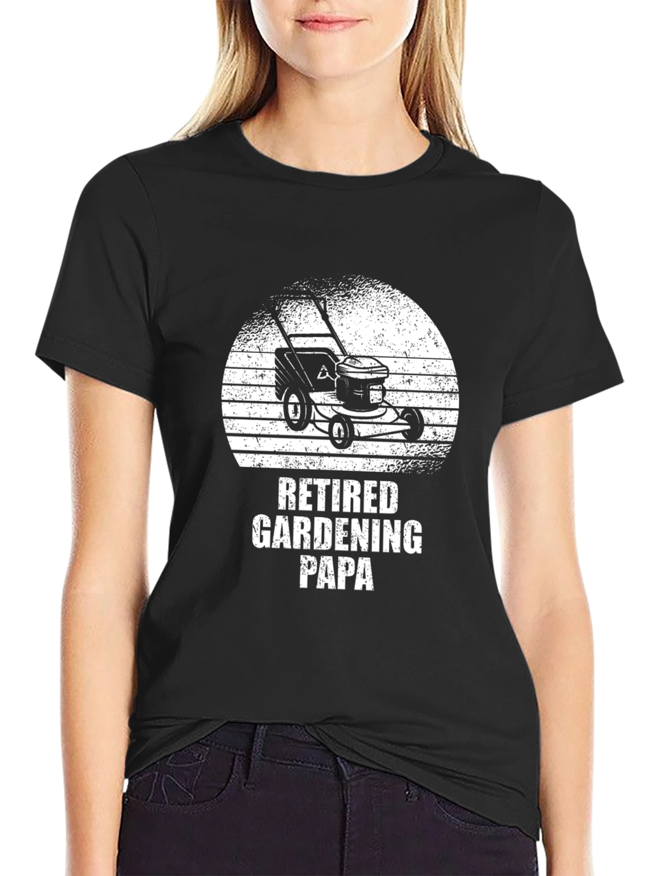 Retired Gardening Papa T-Shirt - Lawn Mower Design