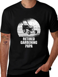 Retired Gardening Papa T-Shirt - Lawn Mower Design