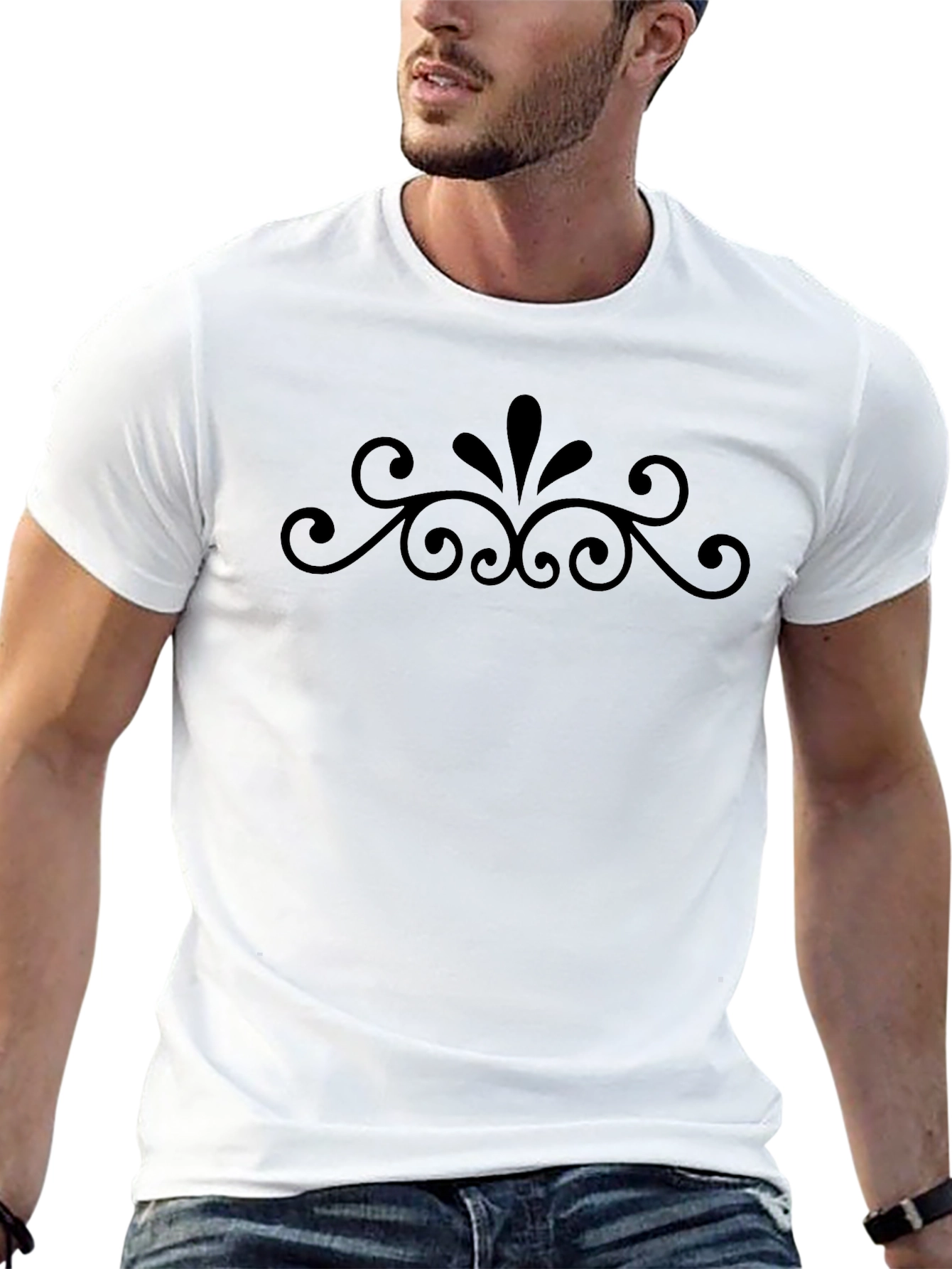 Elegant Swirls Black T-Shirt - Stylish Comfort