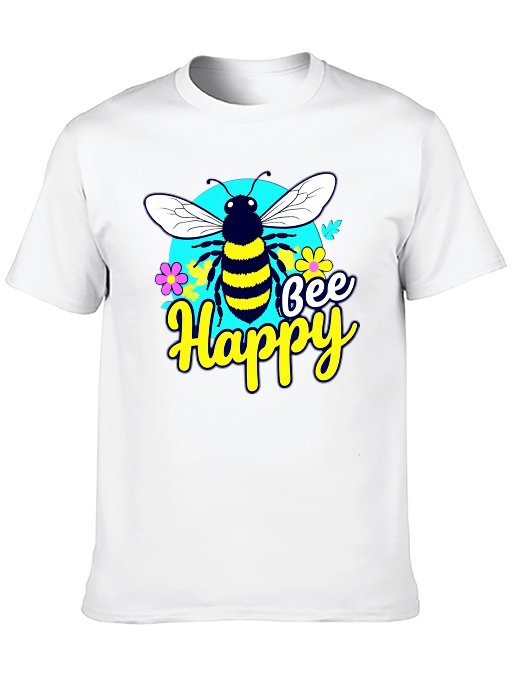 Bee Happy Graphic Tee - Black Casual T-Shirt
