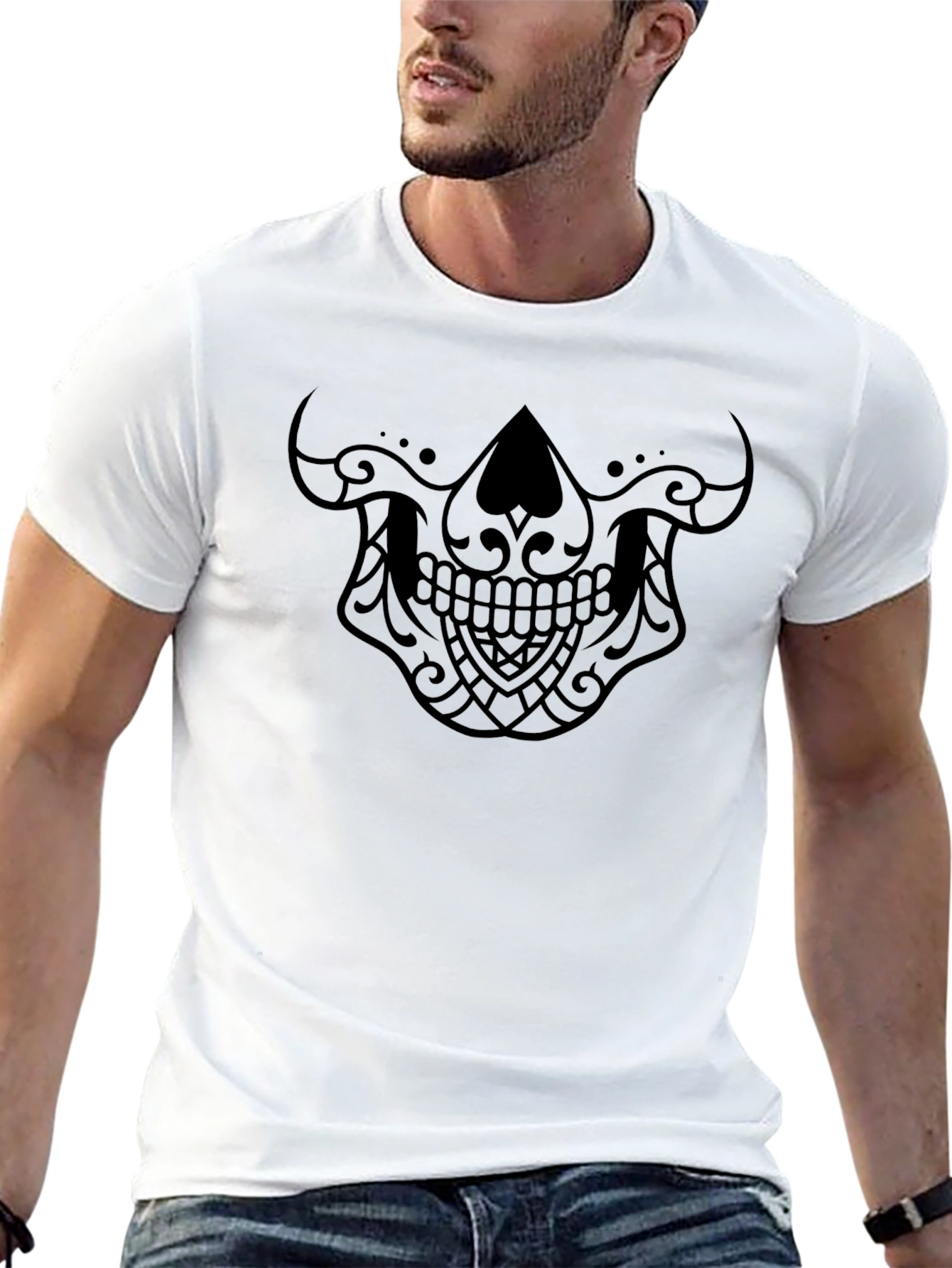 Sugar Skull Graphic Black T-Shirt - Mens Fashion