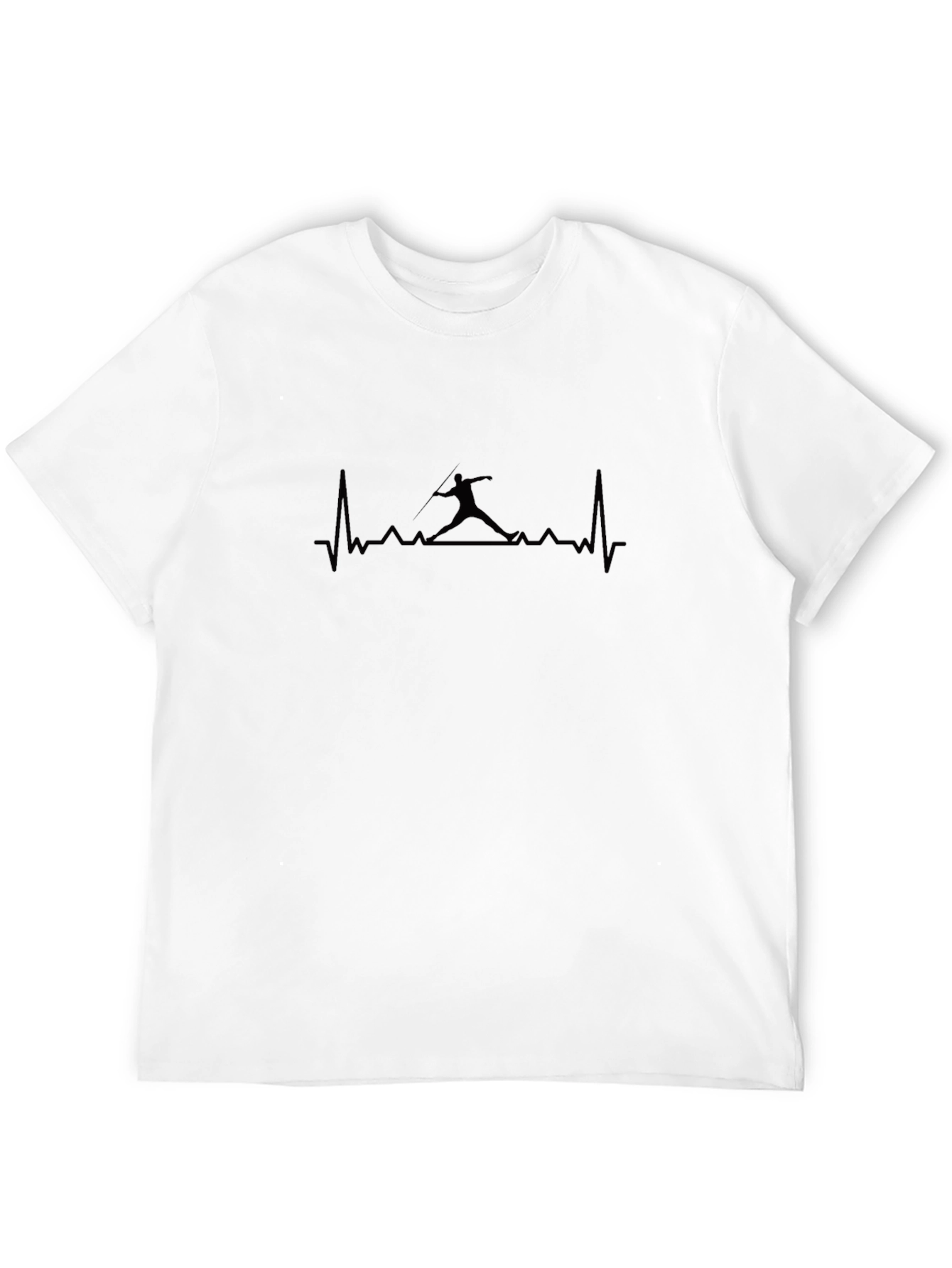 Mens Black Javelin Thrower Heartbeat T-Shirt