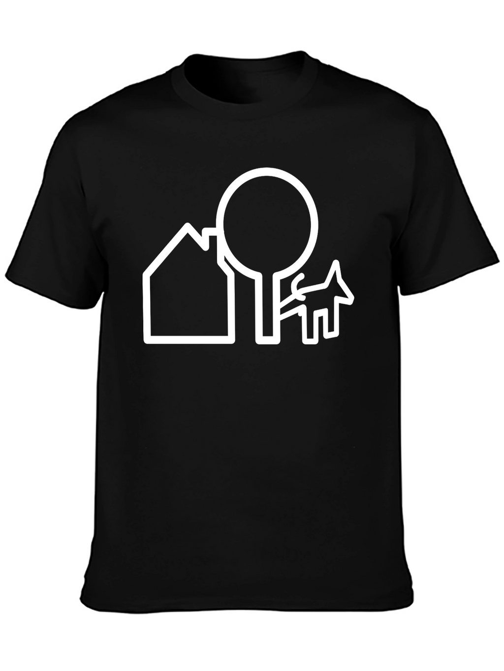 Minimalist House Tree and Dog Graphic Tee