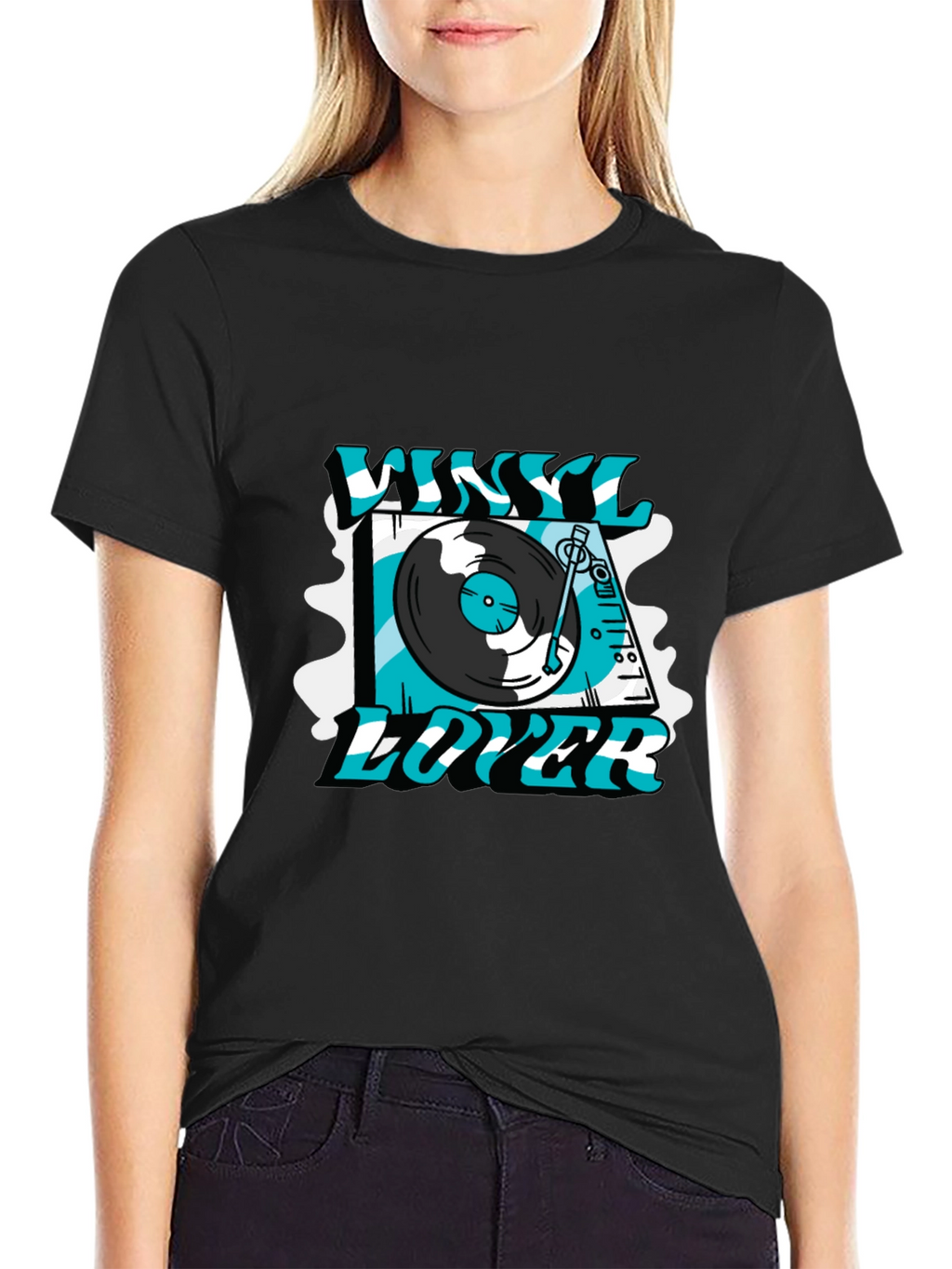 Vinyl Lover Graphic T-Shirt - Black