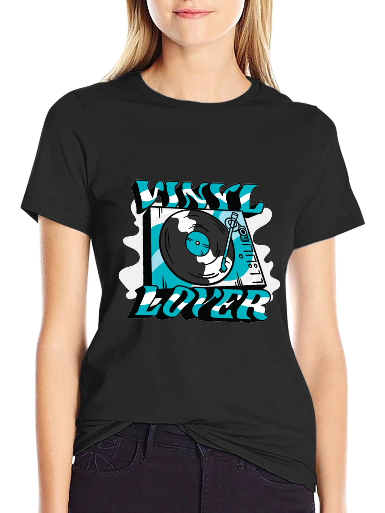 Vinyl Lover Graphic T-Shirt - Black