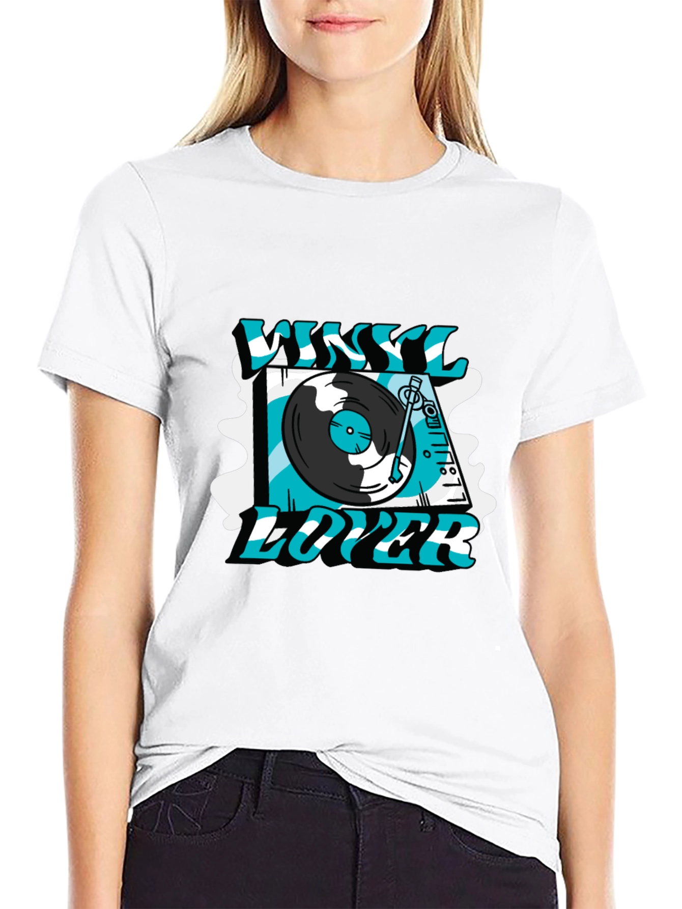 Vinyl Lover Graphic T-Shirt - Black