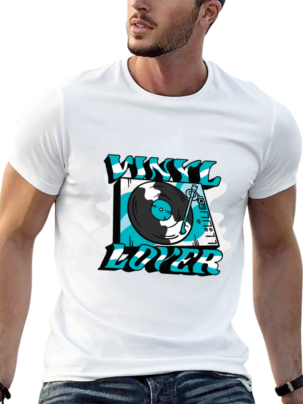 Vinyl Lover Graphic T-Shirt - Black
