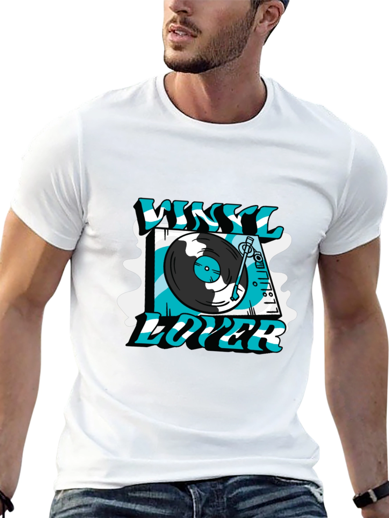 Vinyl Lover Graphic T-Shirt - Black