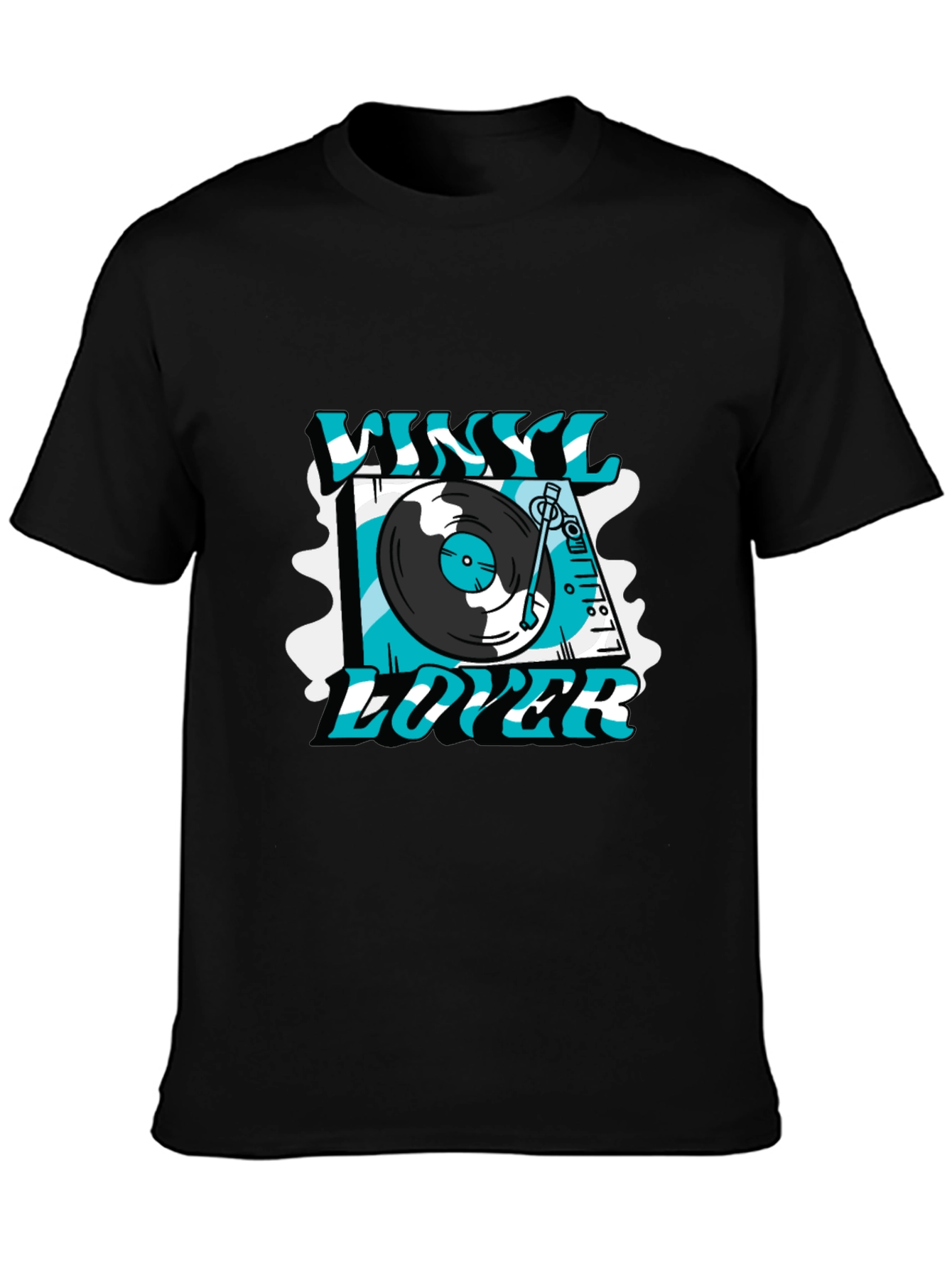 Vinyl Lover Graphic T-Shirt - Black