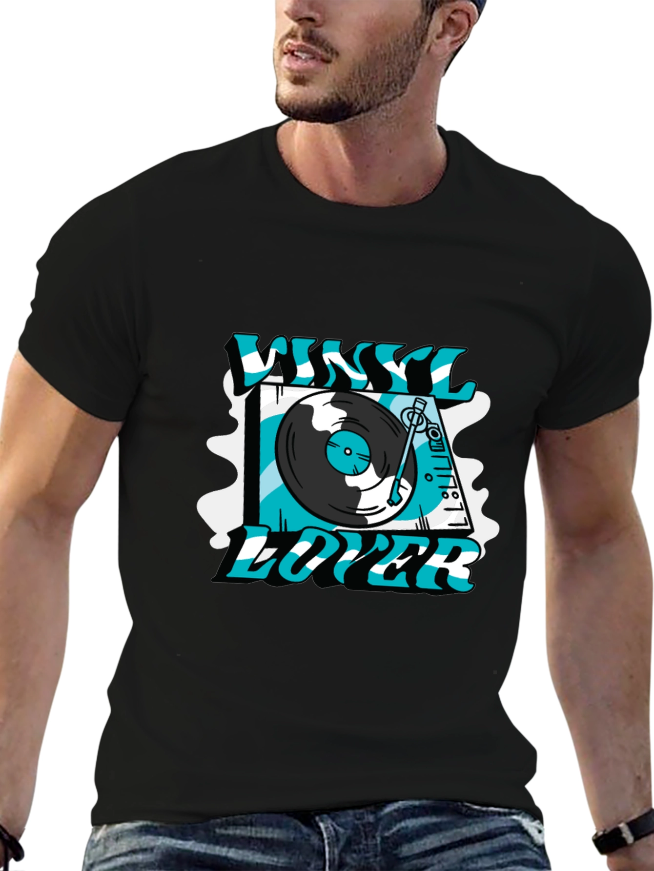 Vinyl Lover Graphic T-Shirt - Black