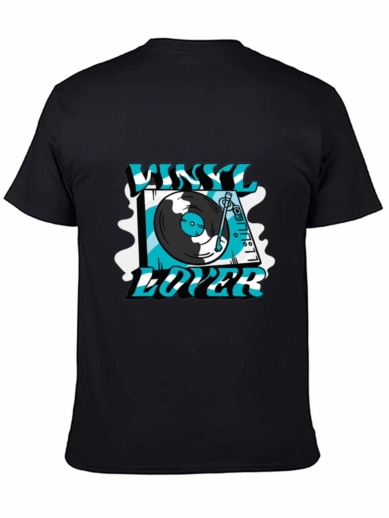 Vinyl Lover Graphic T-Shirt - Black
