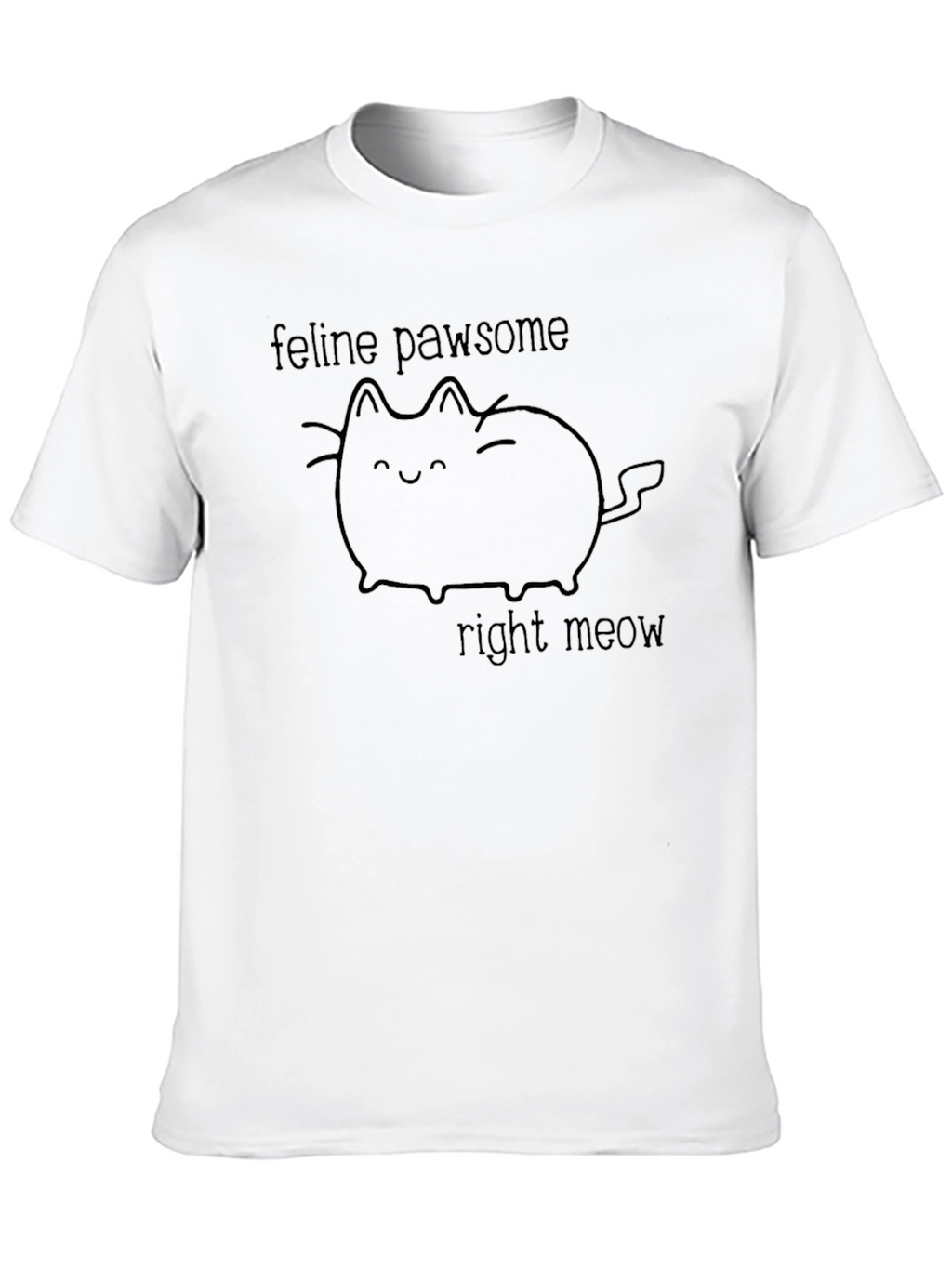 Feline Pawsome Right Meow Black Graphic Tee