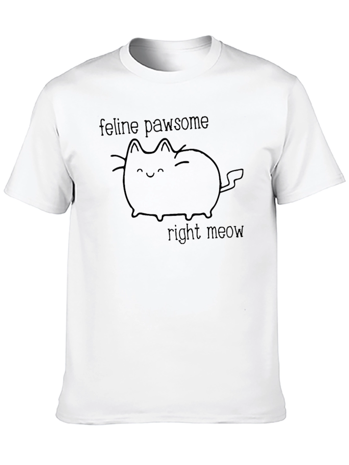 Feline Pawsome Right Meow Black Graphic Tee