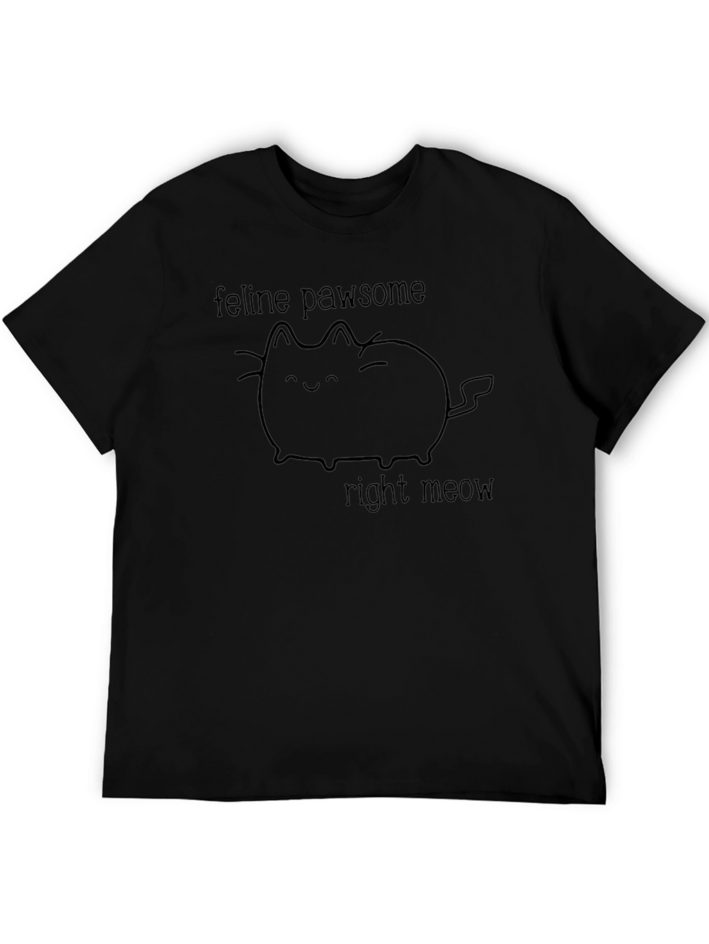 Feline Pawsome Right Meow Black Graphic Tee