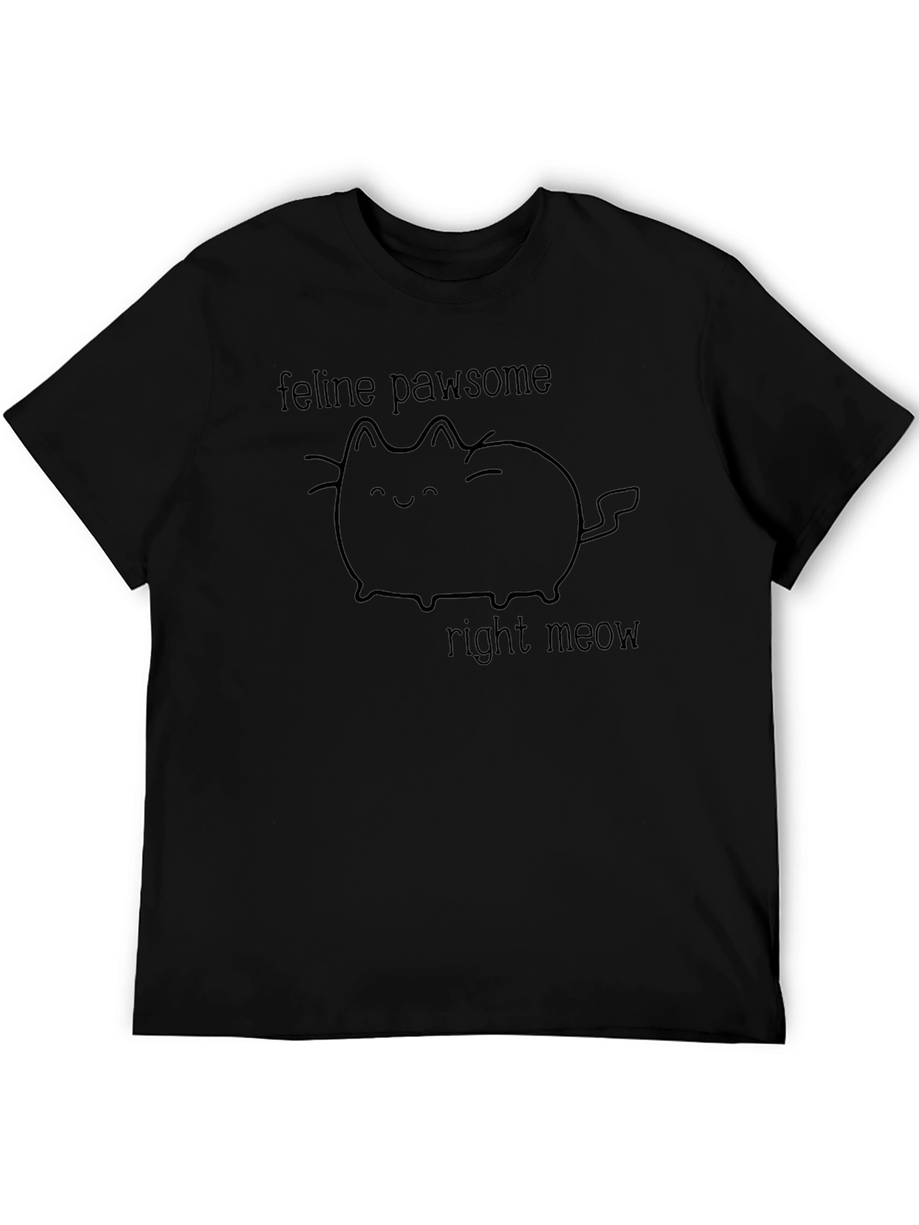 Feline Pawsome Right Meow Black Graphic Tee