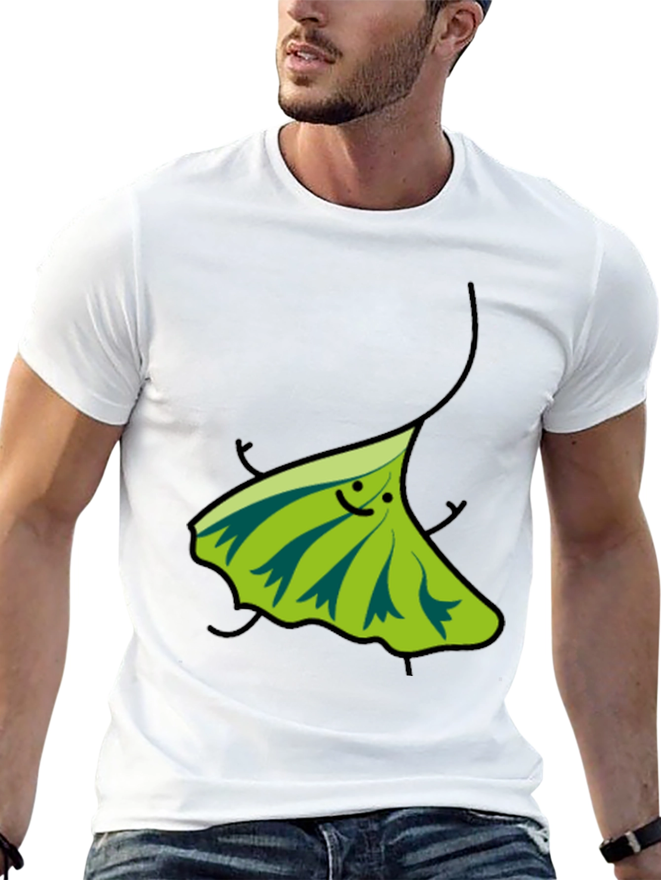 Funky Leaf Graphic Black T-Shirt
