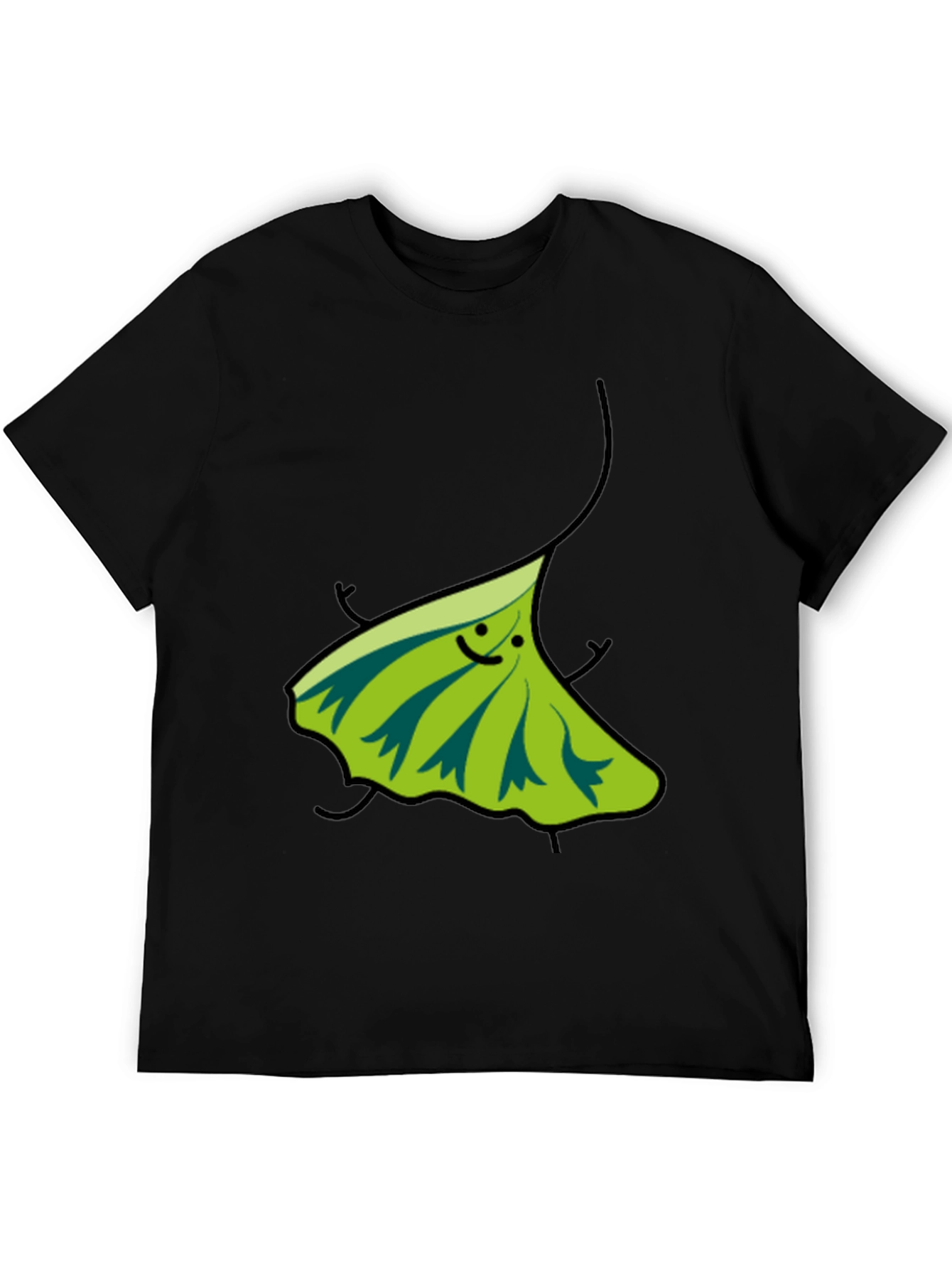 Funky Leaf Graphic Black T-Shirt