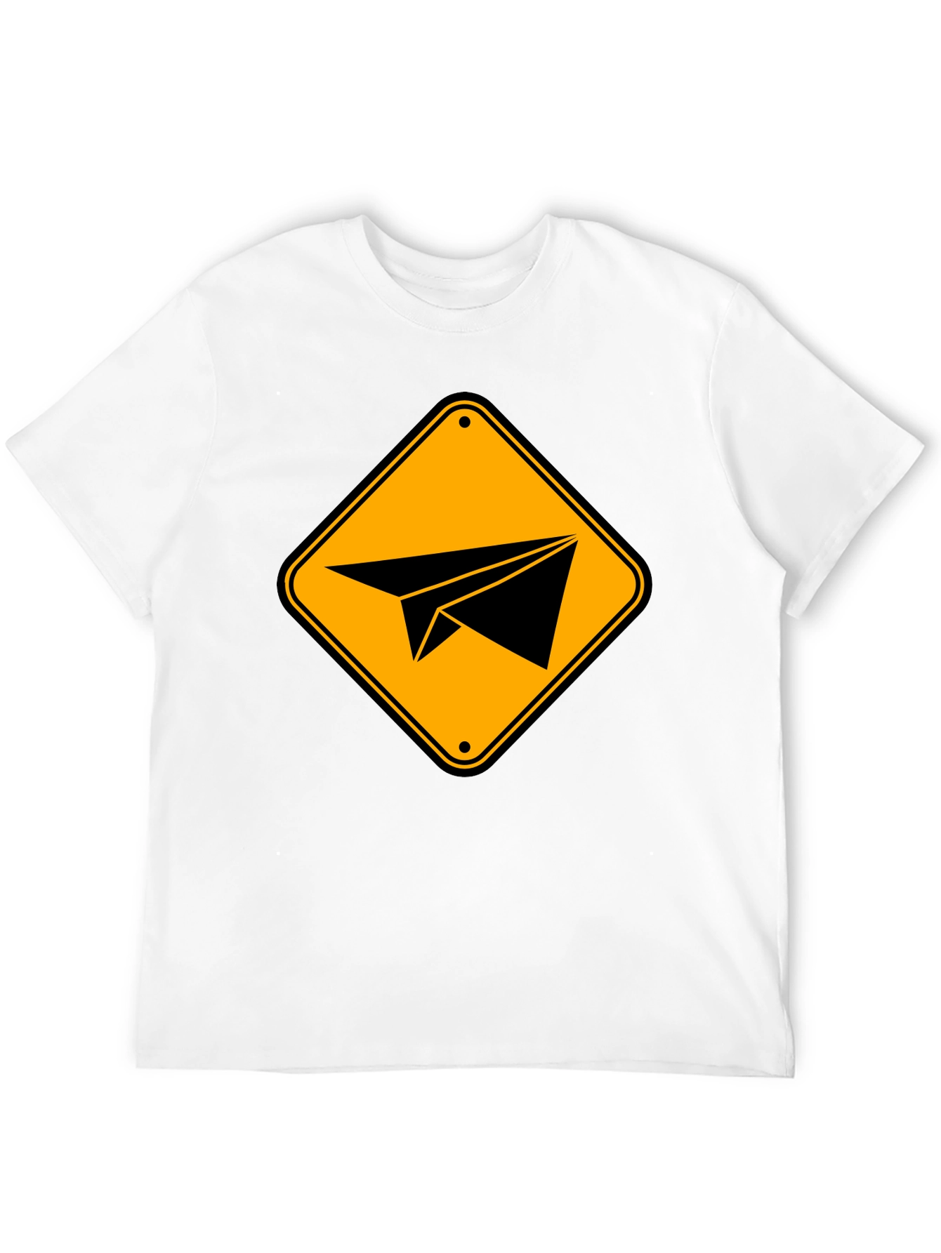 Paper Airplane Sign Graphic T-Shirt - Black