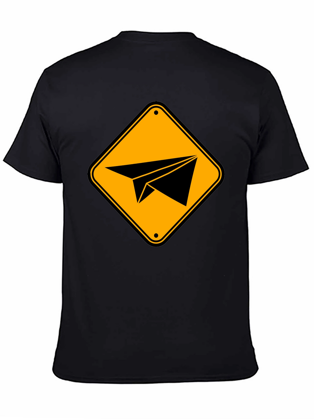 Paper Airplane Sign Graphic T-Shirt - Black