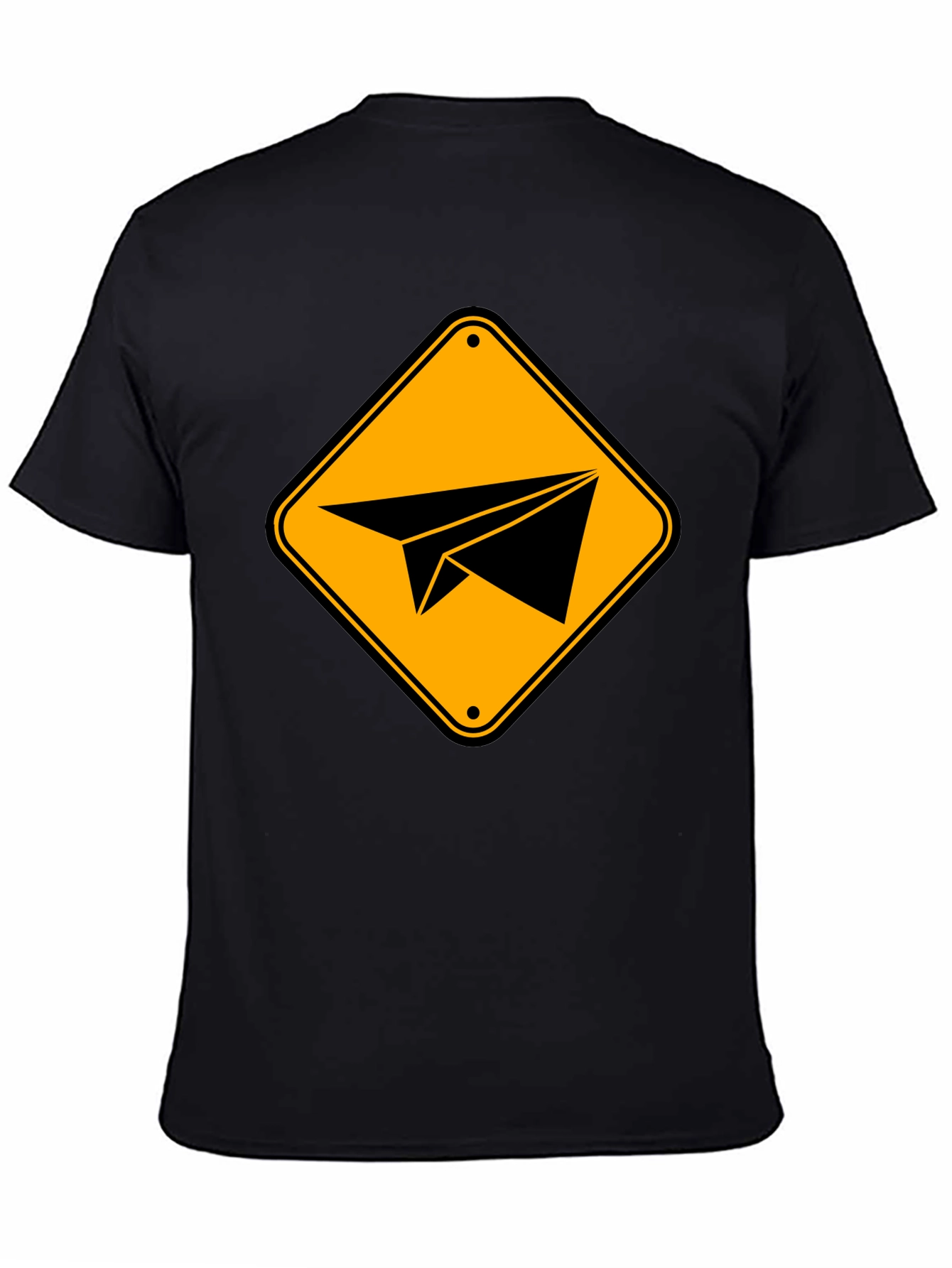 Paper Airplane Sign Graphic T-Shirt - Black