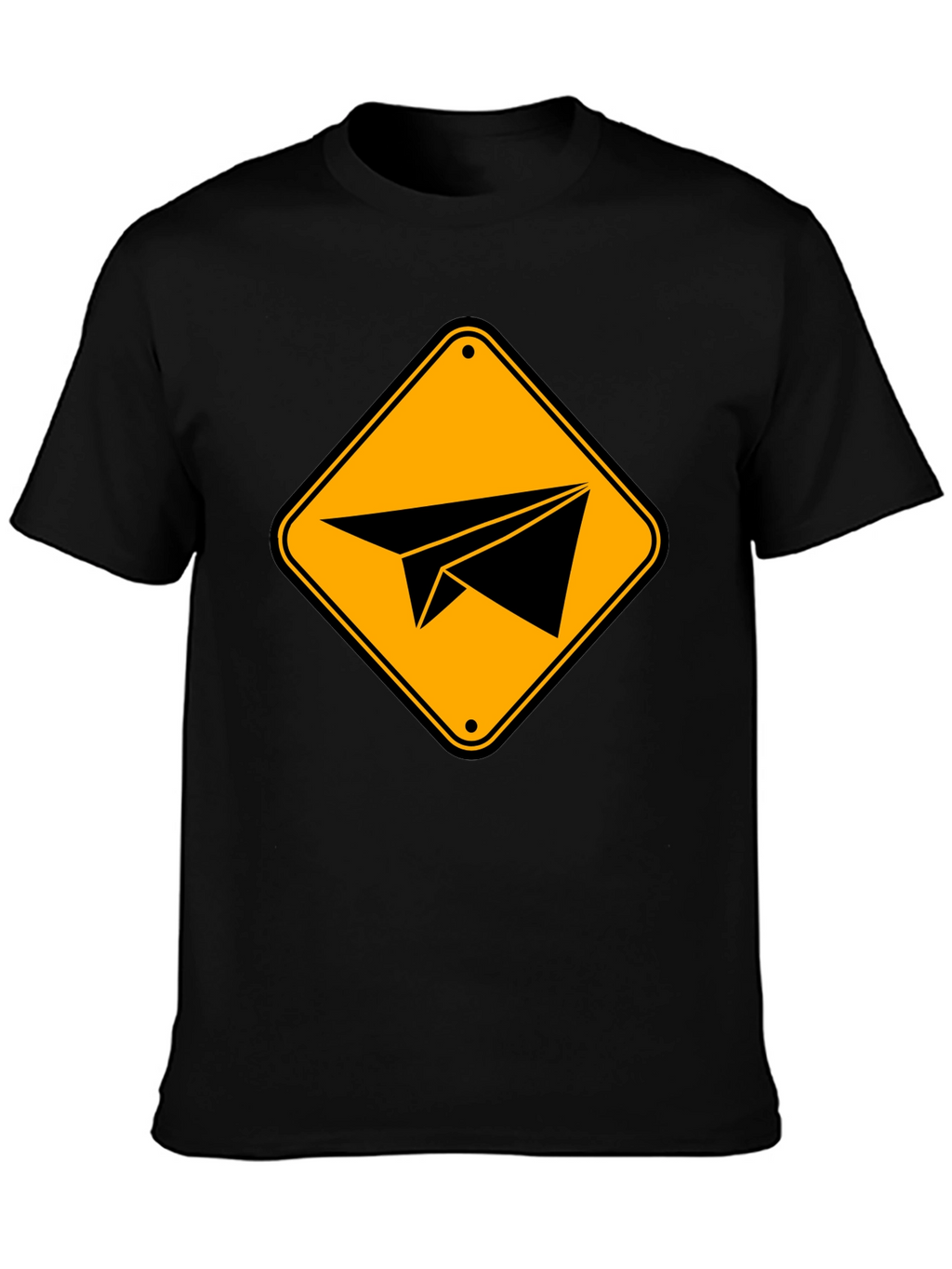 Paper Airplane Sign Graphic T-Shirt - Black