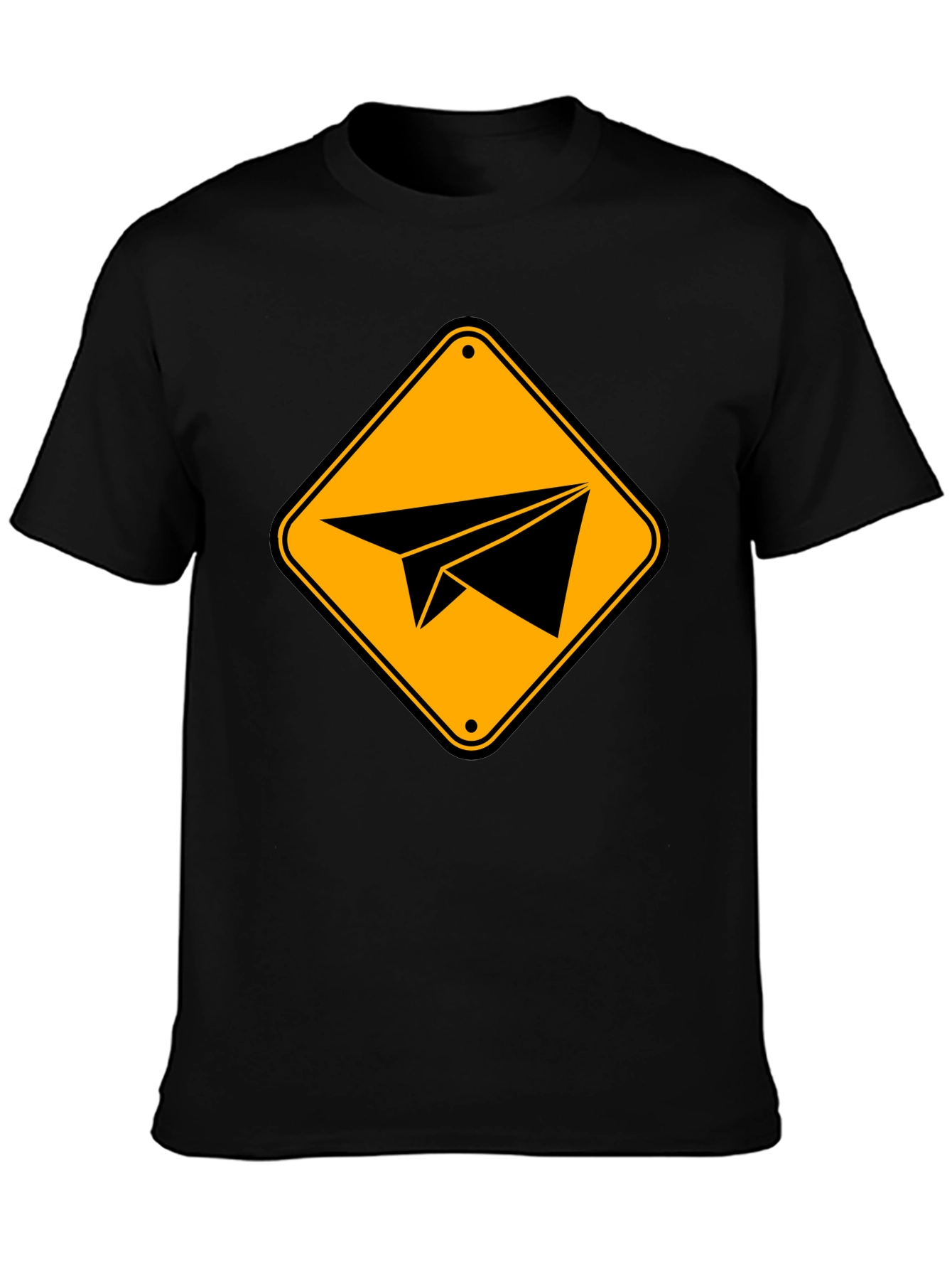 Paper Airplane Sign Graphic T-Shirt - Black