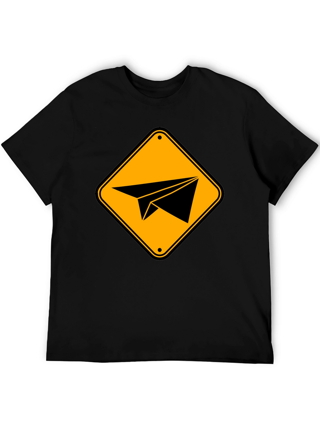 Paper Airplane Sign Graphic T-Shirt - Black