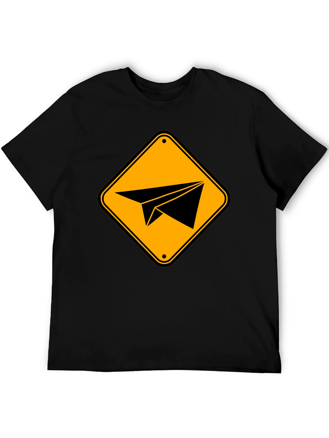 Paper Airplane Sign Graphic T-Shirt - Black