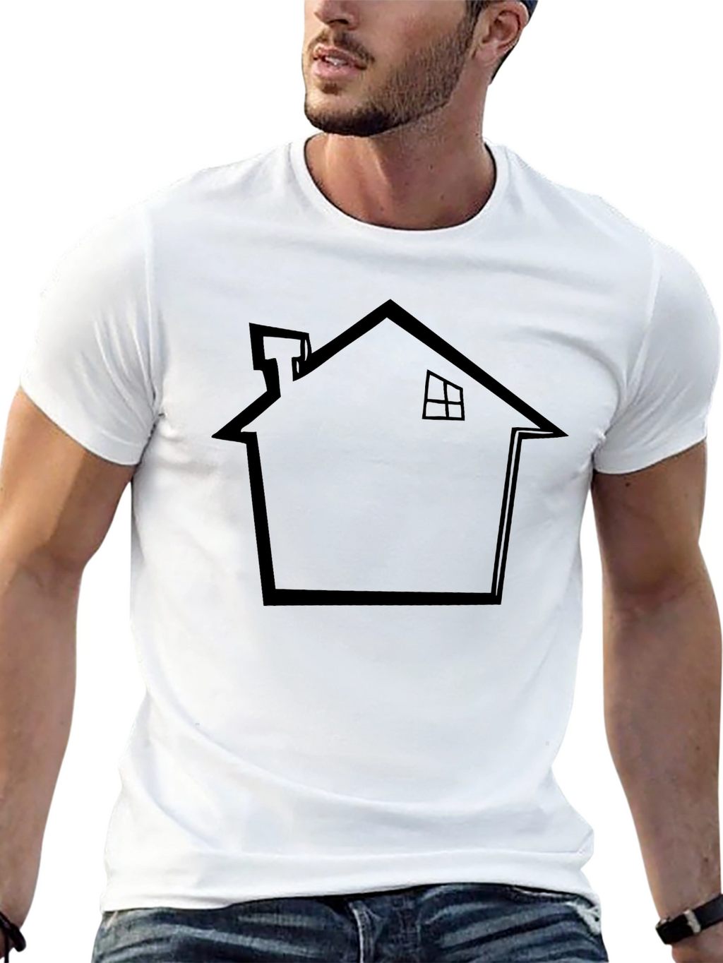Minimalist House Graphic Tee - Black