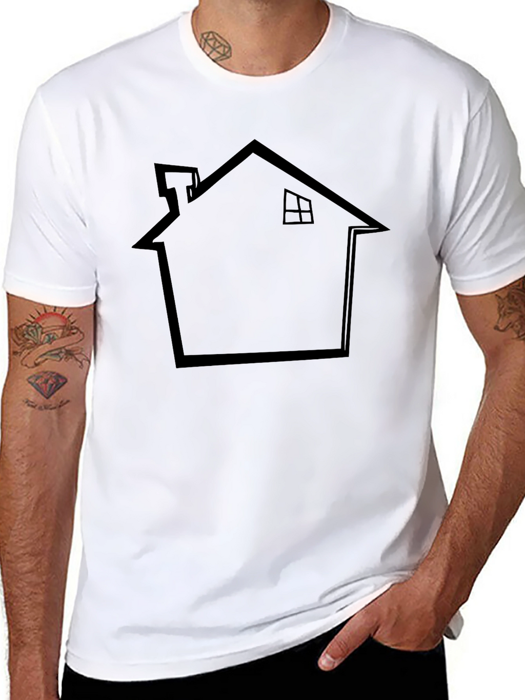 Minimalist House Graphic Tee - Black