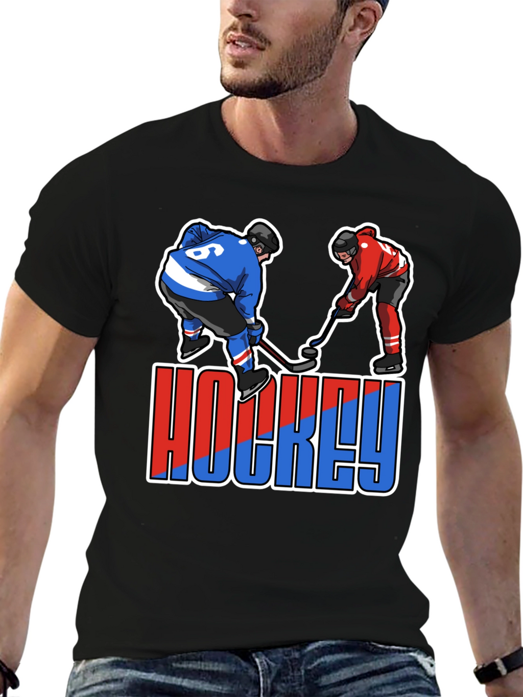 Hockey Player Graphic T-Shirt