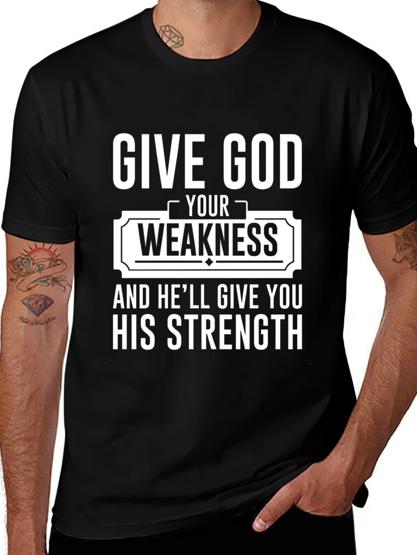 Give God Your Weakness Black T-Shirt