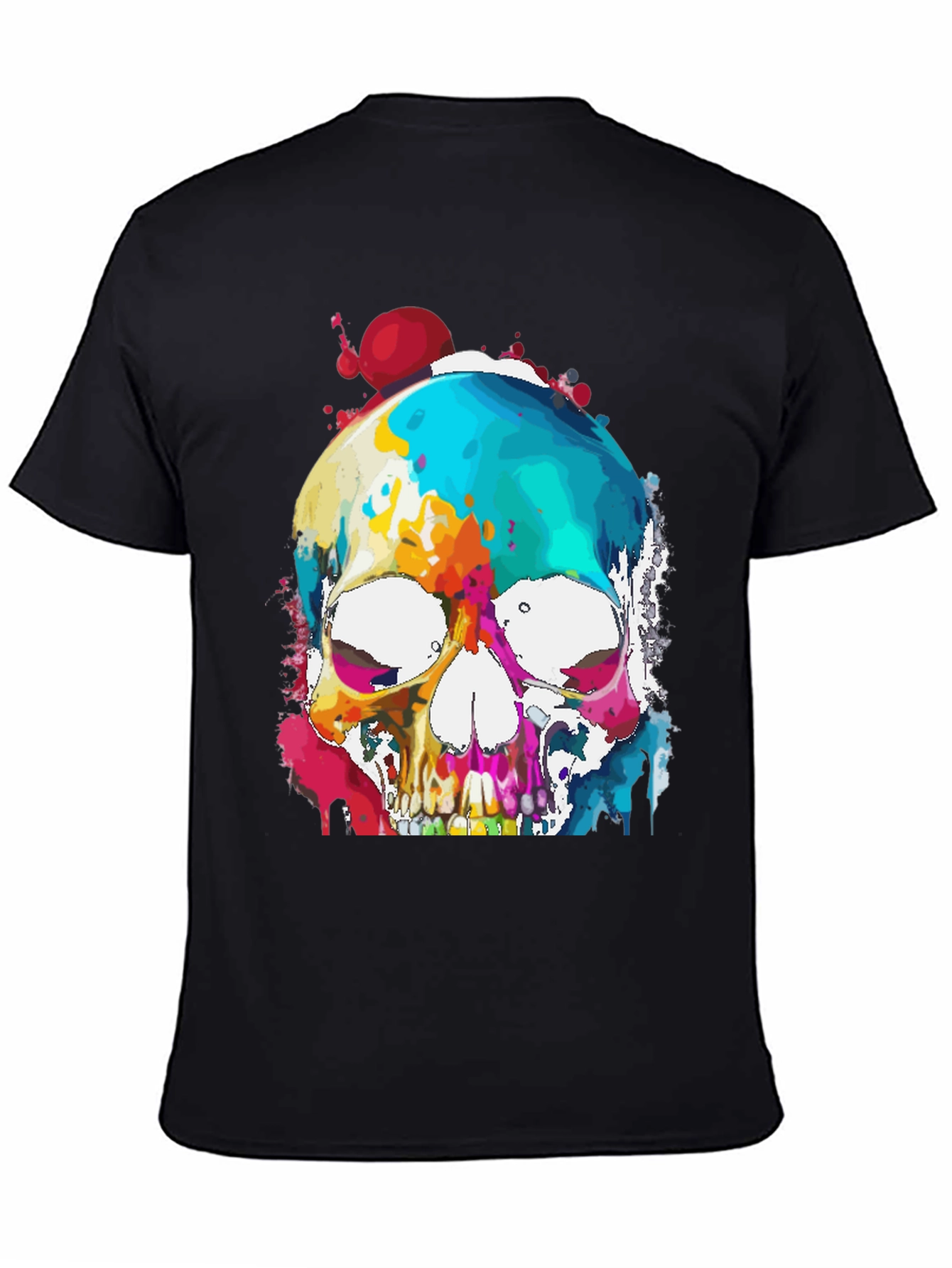 Colorful Skull Graphic Tee - Mens Black T-Shirt