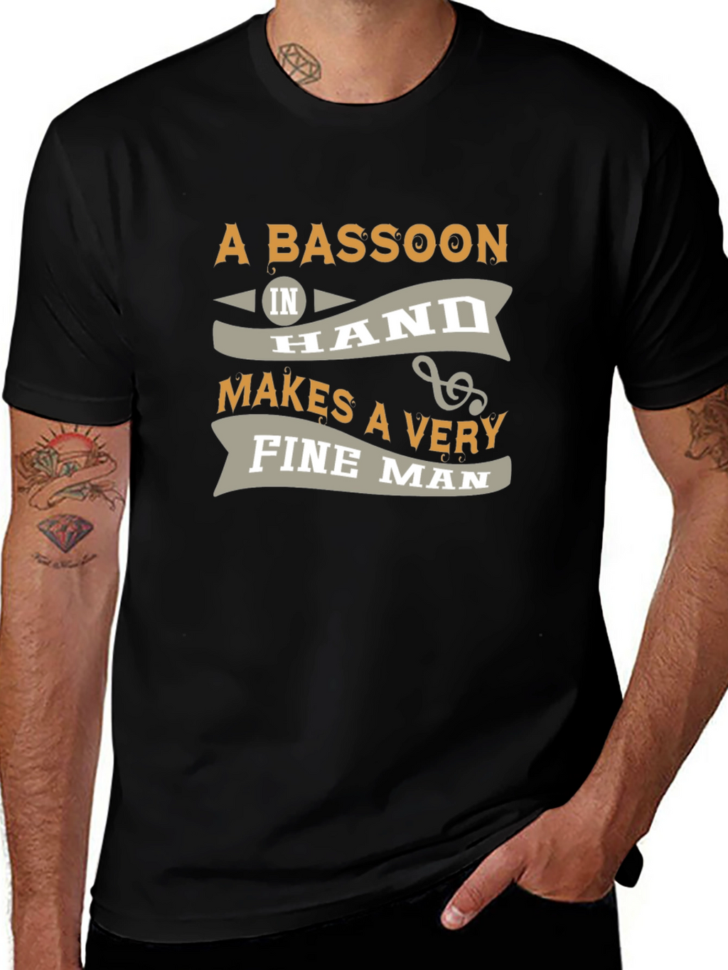 Bassoon Fine Man Graphic Tee - Black