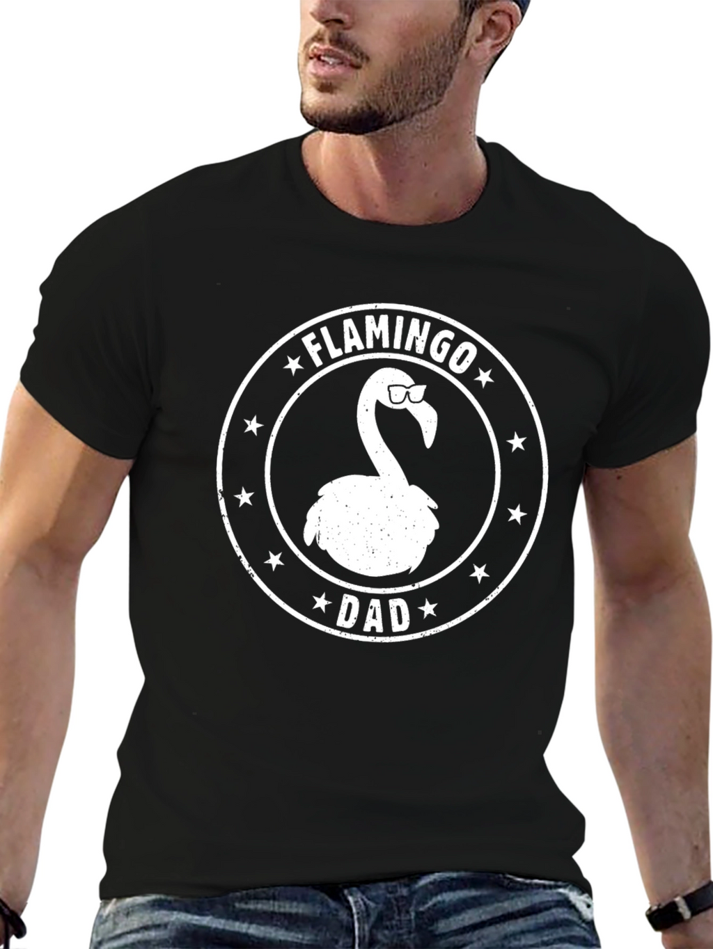 Flamingo Dad Graphic T-Shirt - Fun Fathers Day Gift