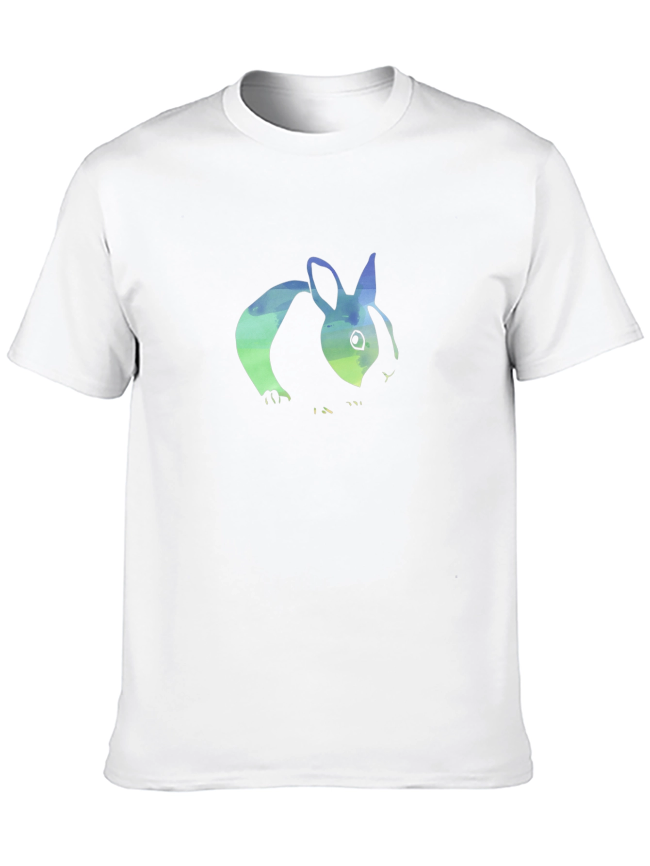 Watercolor Bunny Graphic Tee - Black Cotton Blend