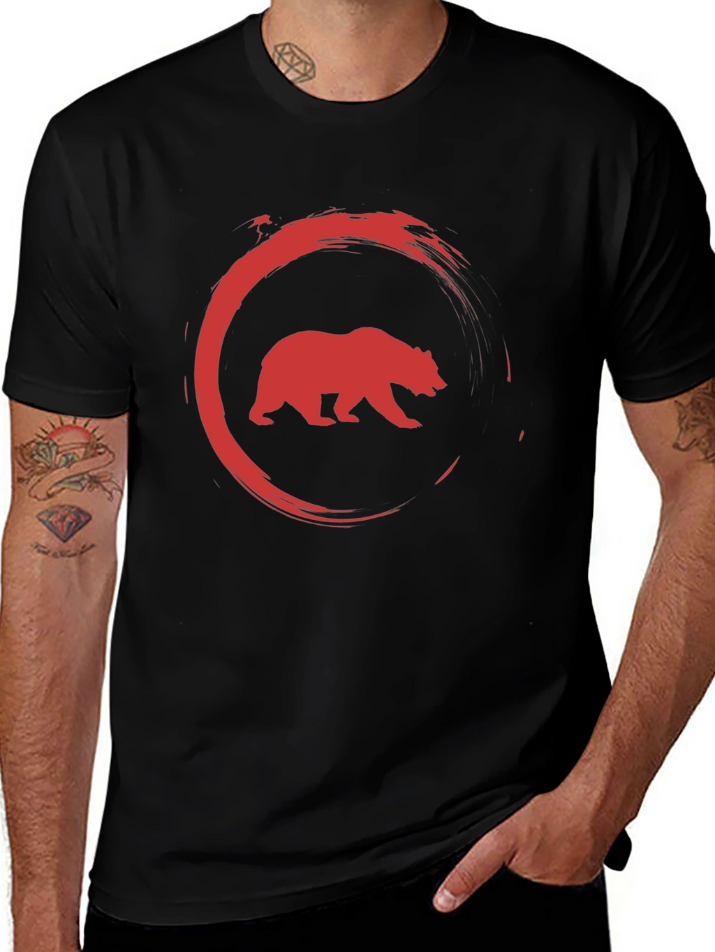 Bear Circle Graphic Tee - Cool Casual Style