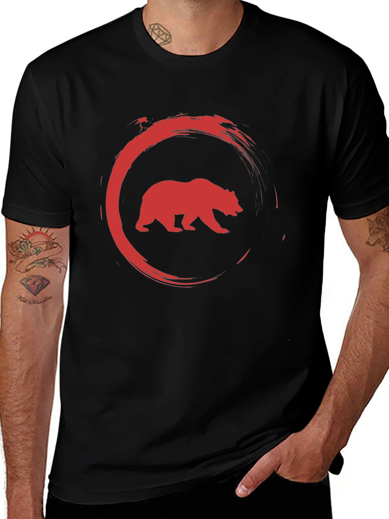 Bear Circle Graphic Tee - Cool Casual Style