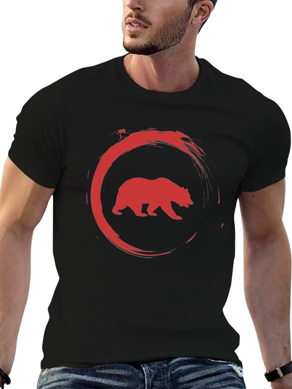 Bear Circle Graphic Tee - Cool Casual Style