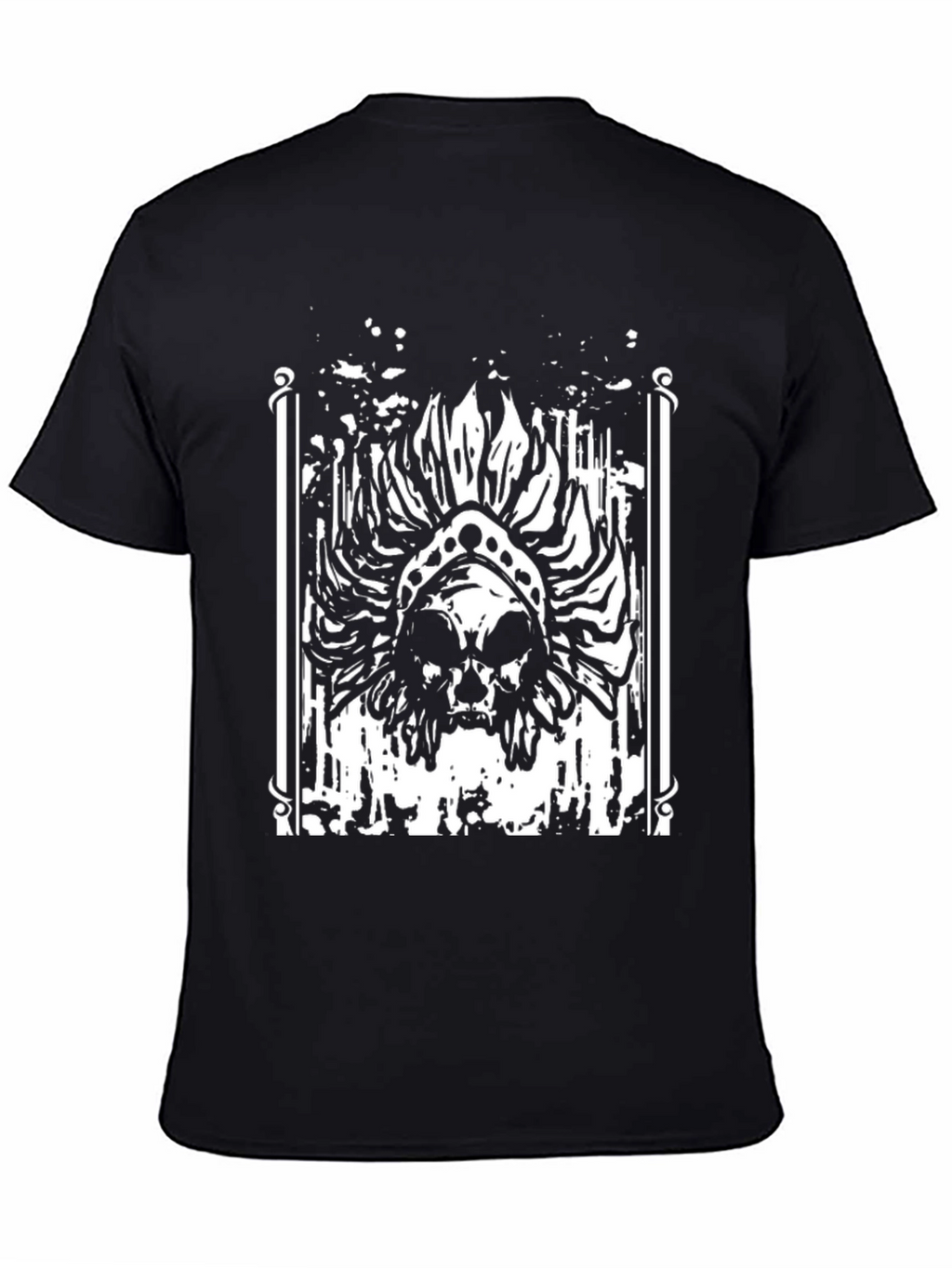 Skull Headdress Graphic Black T-Shirt