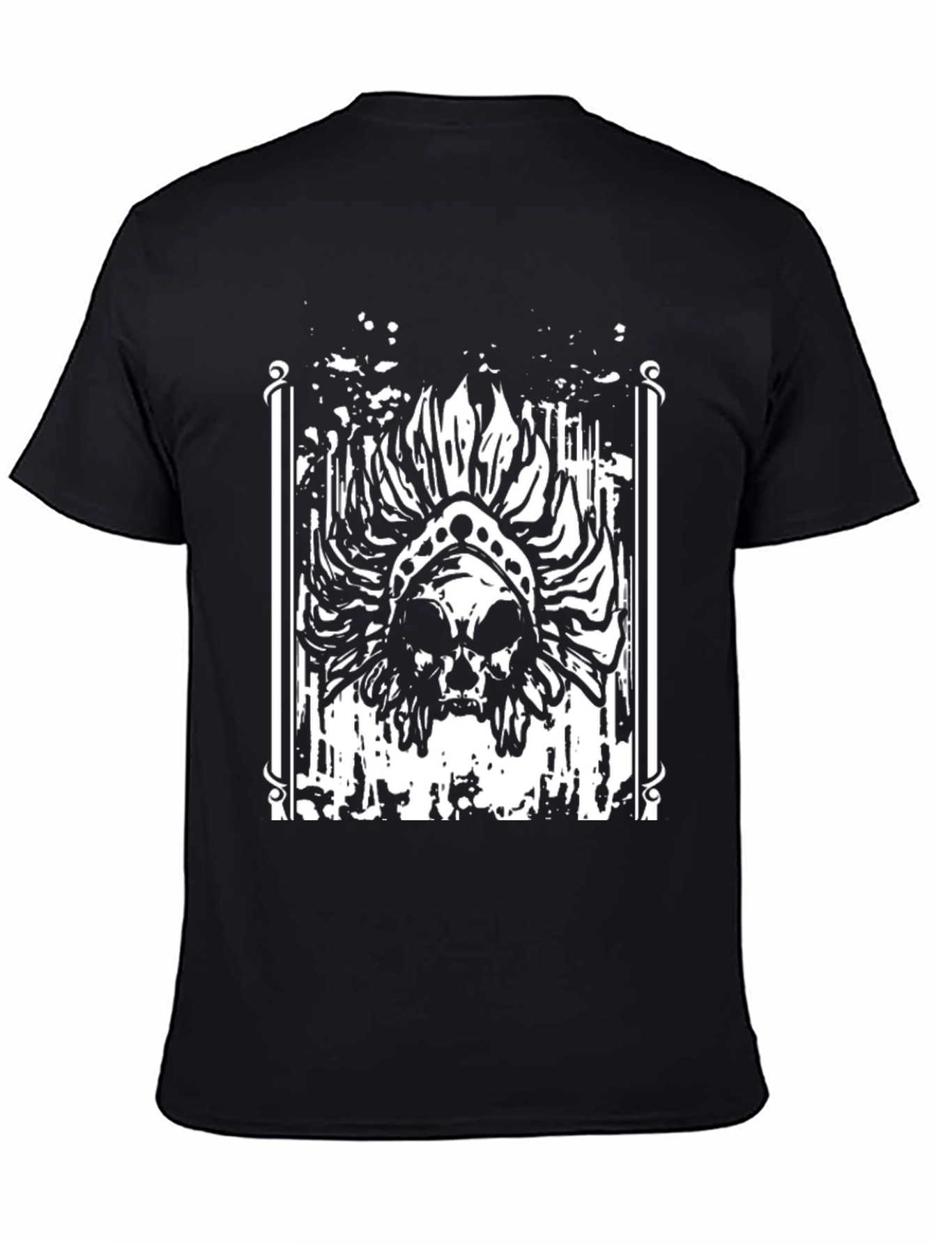 Skull Headdress Graphic Black T-Shirt