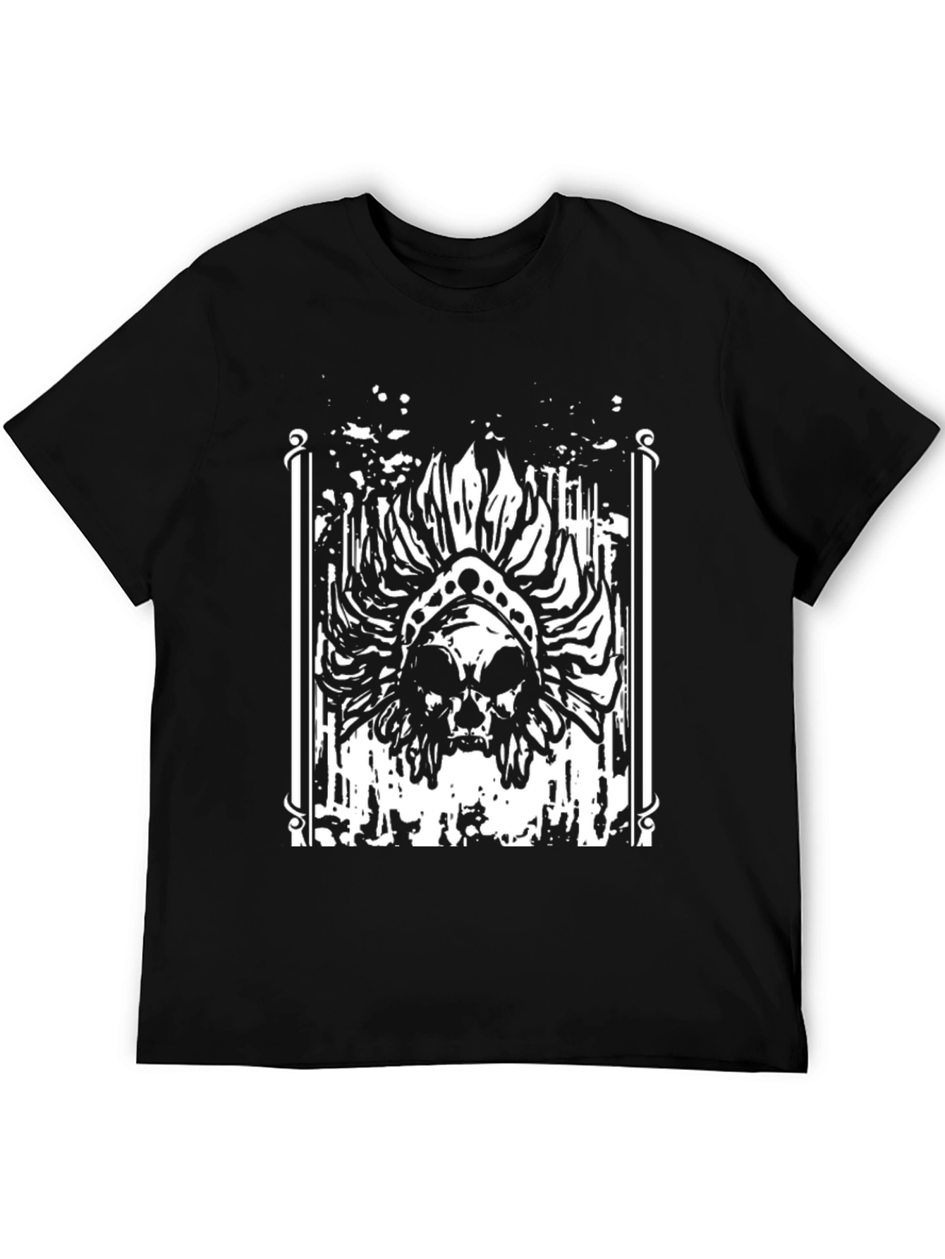 Skull Headdress Graphic Black T-Shirt